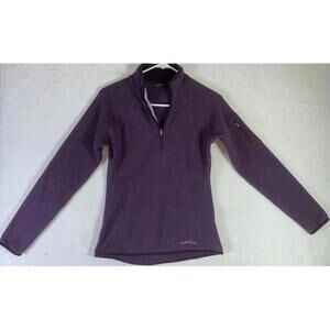 Plum Purple EDDIE BAUER Womens 1/4 Zip Neck Fleece Lined Sweatshirt XSmall Track